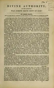 Divine Authority; Or, the Question: Was Joseph Smith Sent of God?