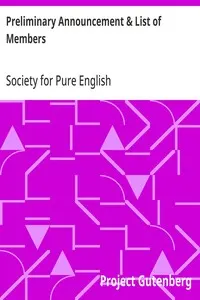Preliminary Announcement & List of Members: Society for Pure English, Tract 01 (1919)