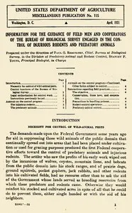 Information for the Guidance of Field Men and Cooperators of the Bureau of Biological Survey Engaged in the Control of Injurious Rodents and Predatory Animals