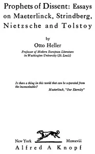 Prophets of Dissent: Essays on Maeterlinck, Strindberg, Nietzsche and Tolstoy
