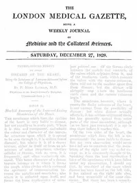 The London Medical Gazette; December 27, 1828: Being a Weekly Journal of Medicine and the Collateral Sciences
