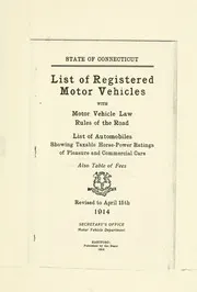 List of registered motor vehicles, with motor vehicle law, rules of the road, list of automobiles showing taxable horse-power ratings of pleasure and commercial cars, also table of fees
